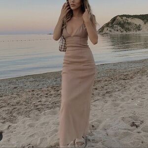 Zara Beige Linen Maxi Dress